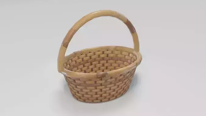 Wooden Wicker Basket 3D Model Low-poly 3D model