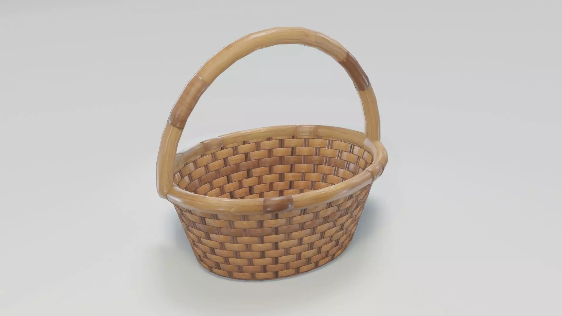 Wooden Wicker Basket 3D Model Low-poly 3D model_0