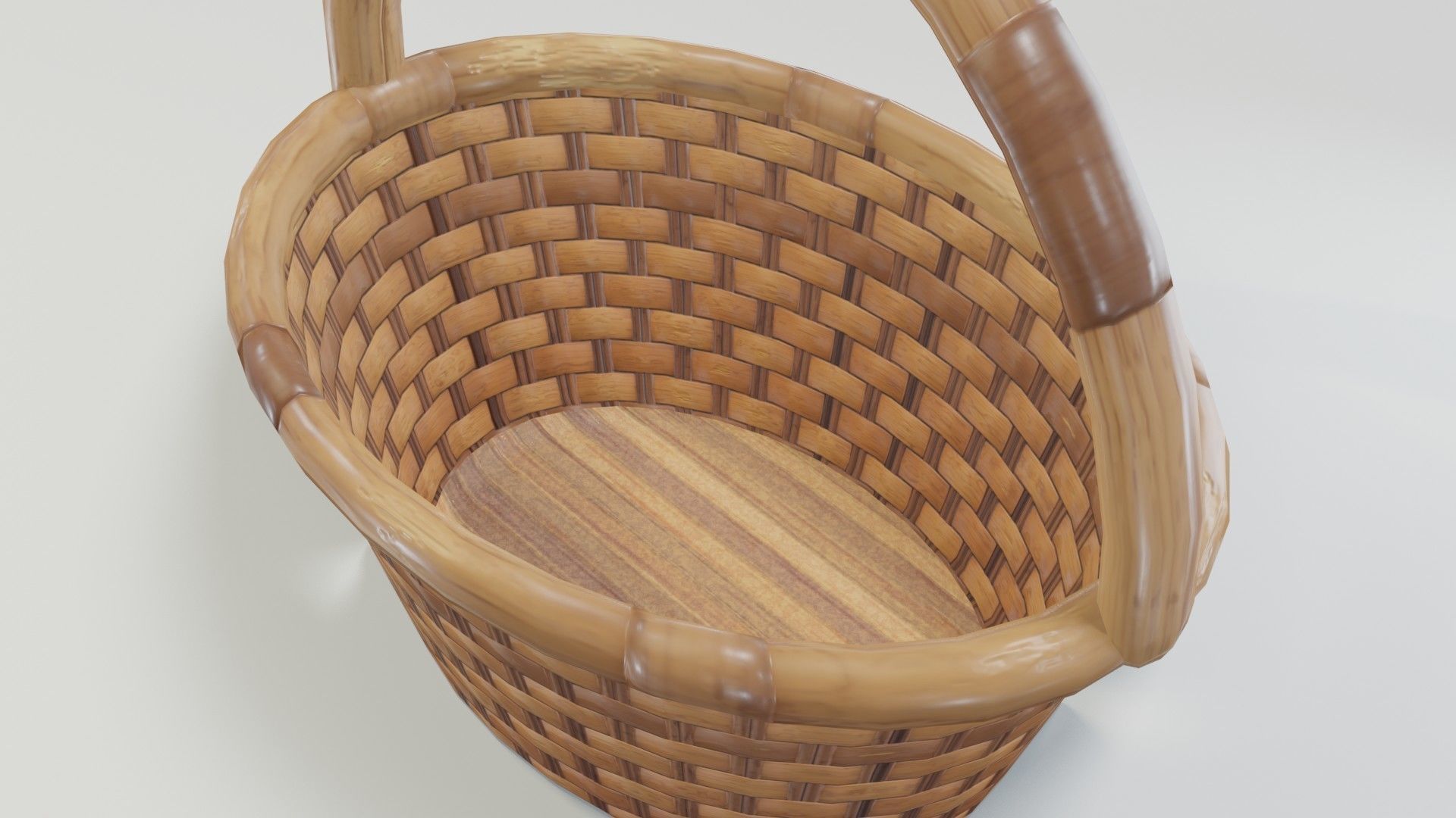Wooden Wicker Basket 3D Model Low-poly 3D model_10
