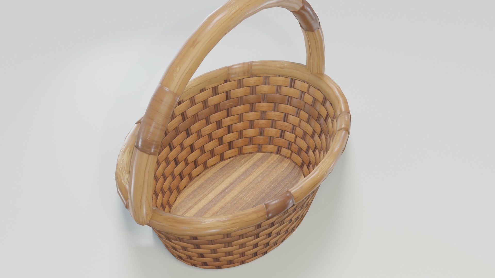 Wooden Wicker Basket 3D Model Low-poly 3D model_8