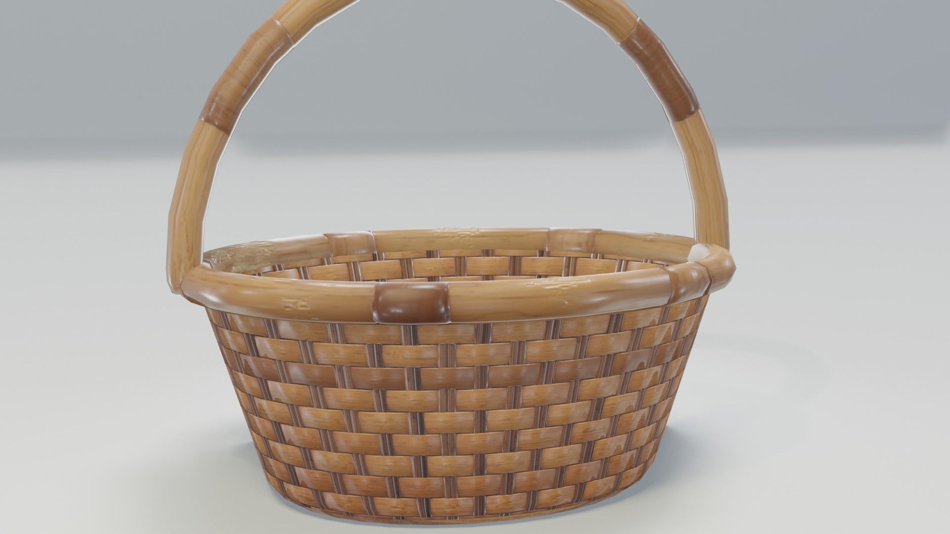 Wooden Wicker Basket 3D Model Low-poly 3D model_3