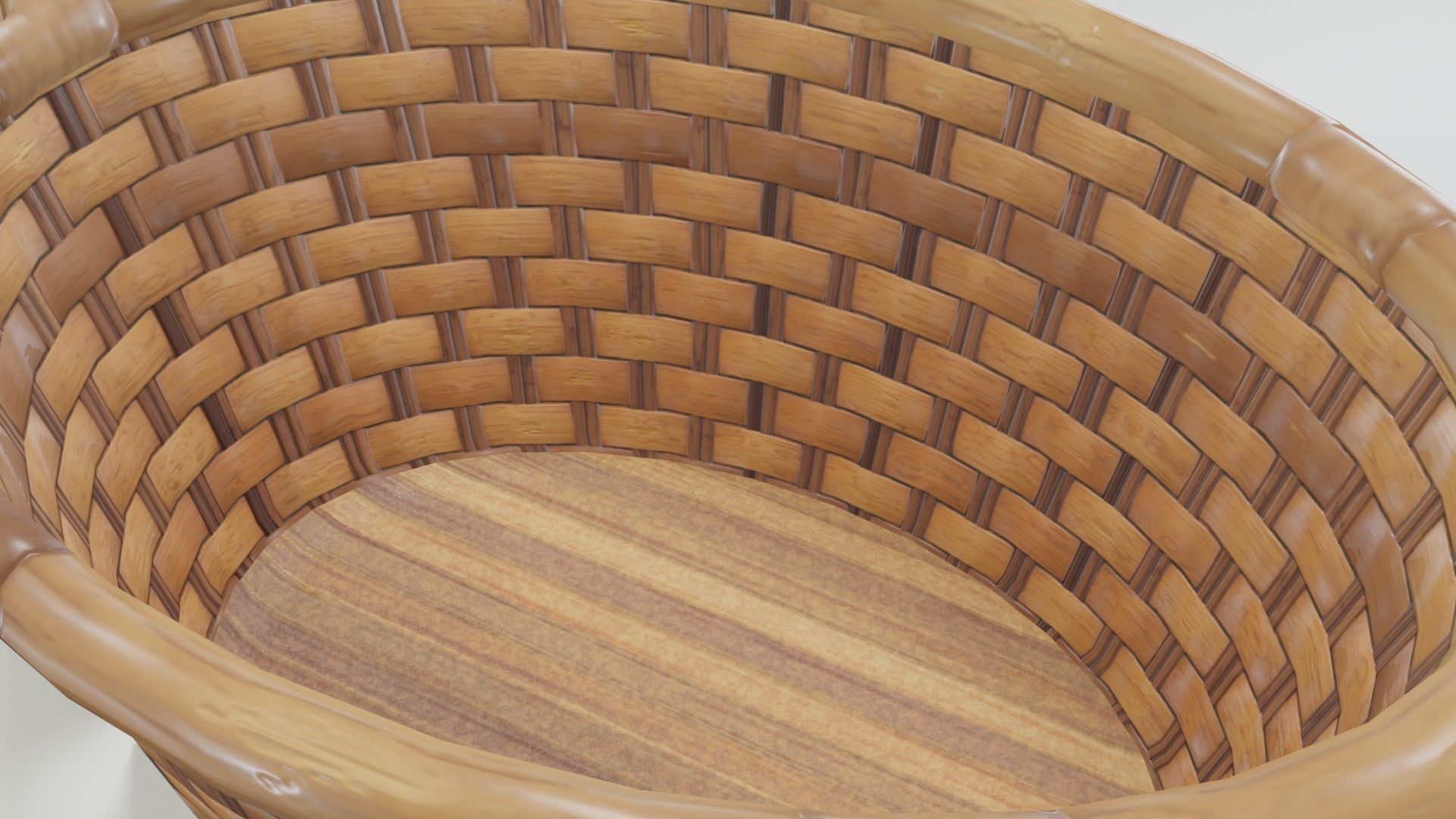 Wooden Wicker Basket 3D Model Low-poly 3D model_20