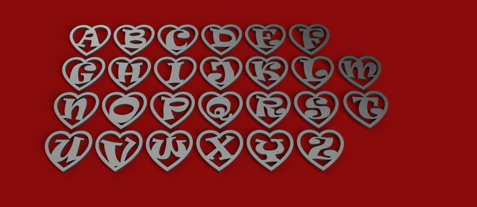 EMPTY HEART Valentines day 3d letters STL file 3D print model_3