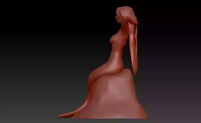 Mermaid 3d model statue of woman Low-poly 3D model