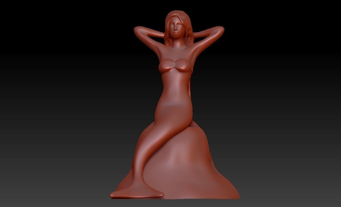 Mermaid 3d model statue of woman Low-poly 3D model_1