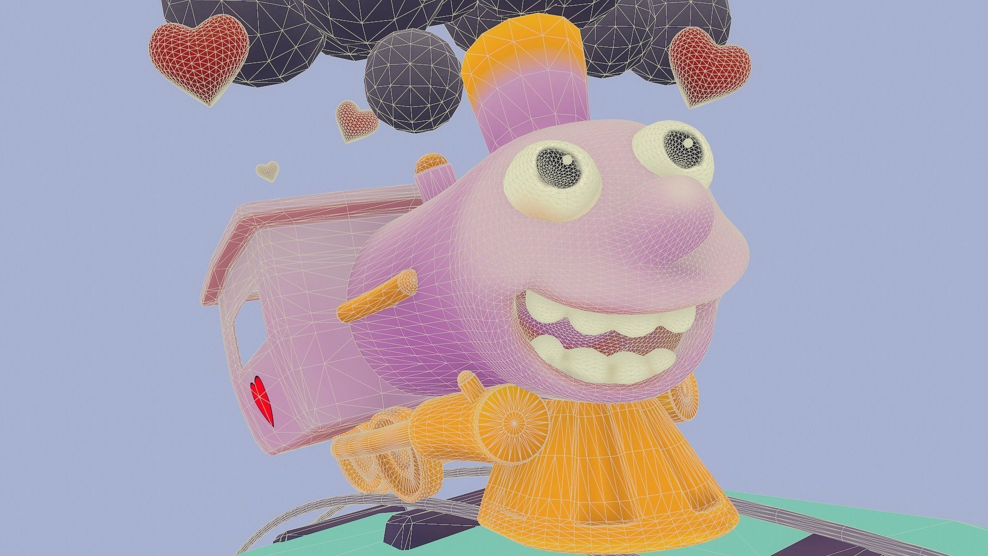 I choo choo choose you - Valentine s Day card - Simpsons Low-poly 3D model_24