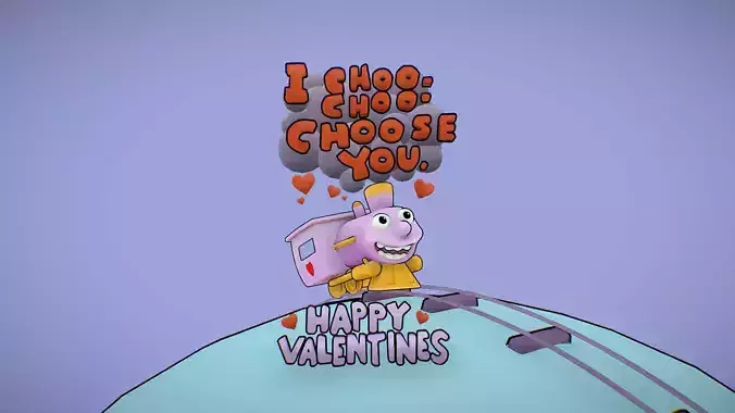 I choo choo choose you - Valentine s Day card - Simpsons Low-poly 3D model