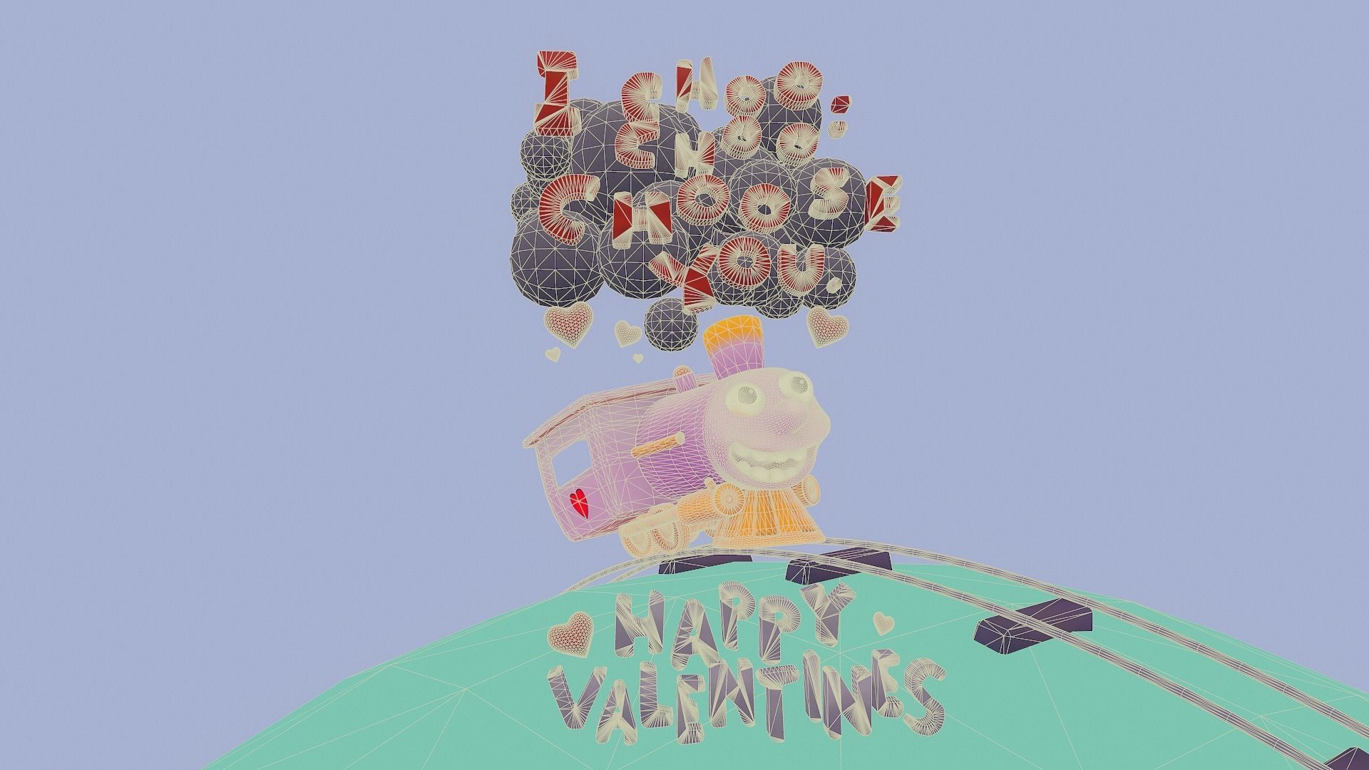I choo choo choose you - Valentine s Day card - Simpsons Low-poly 3D model_23