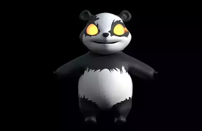 3D panda bear with glowing eyes Low-poly 3D model