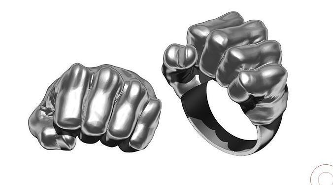High detailed Fist of straight jewel ring  3D print model