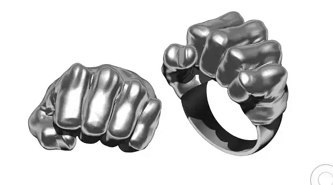 High detailed Fist of straight jewel ring 