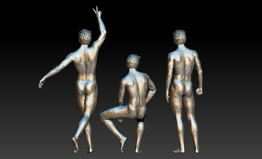 3d model of a male figure in three special gestures 3D model_1