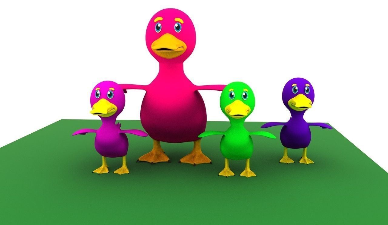 Cartoon Cute Duck Family Rigged 3D models 3D model_3