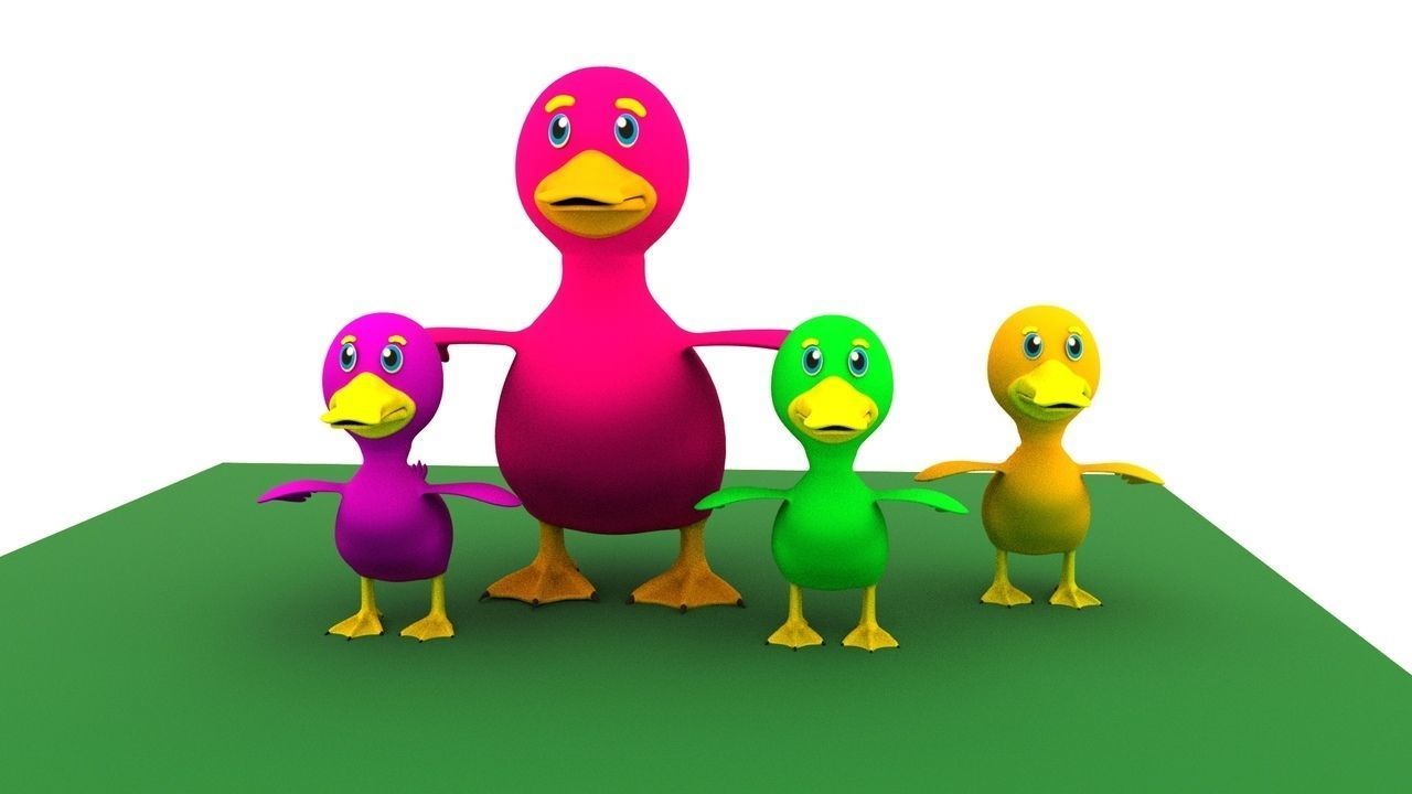 Cartoon Cute Duck Family Rigged 3D models 3D model_4