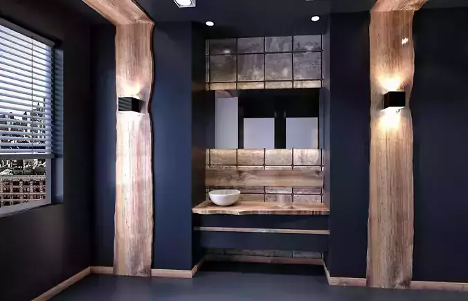 Luxury Wooden Bathroom Scene - Ready to Render