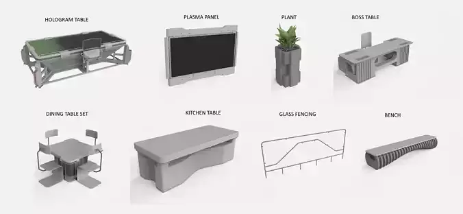 sci-fi furniture  3D model