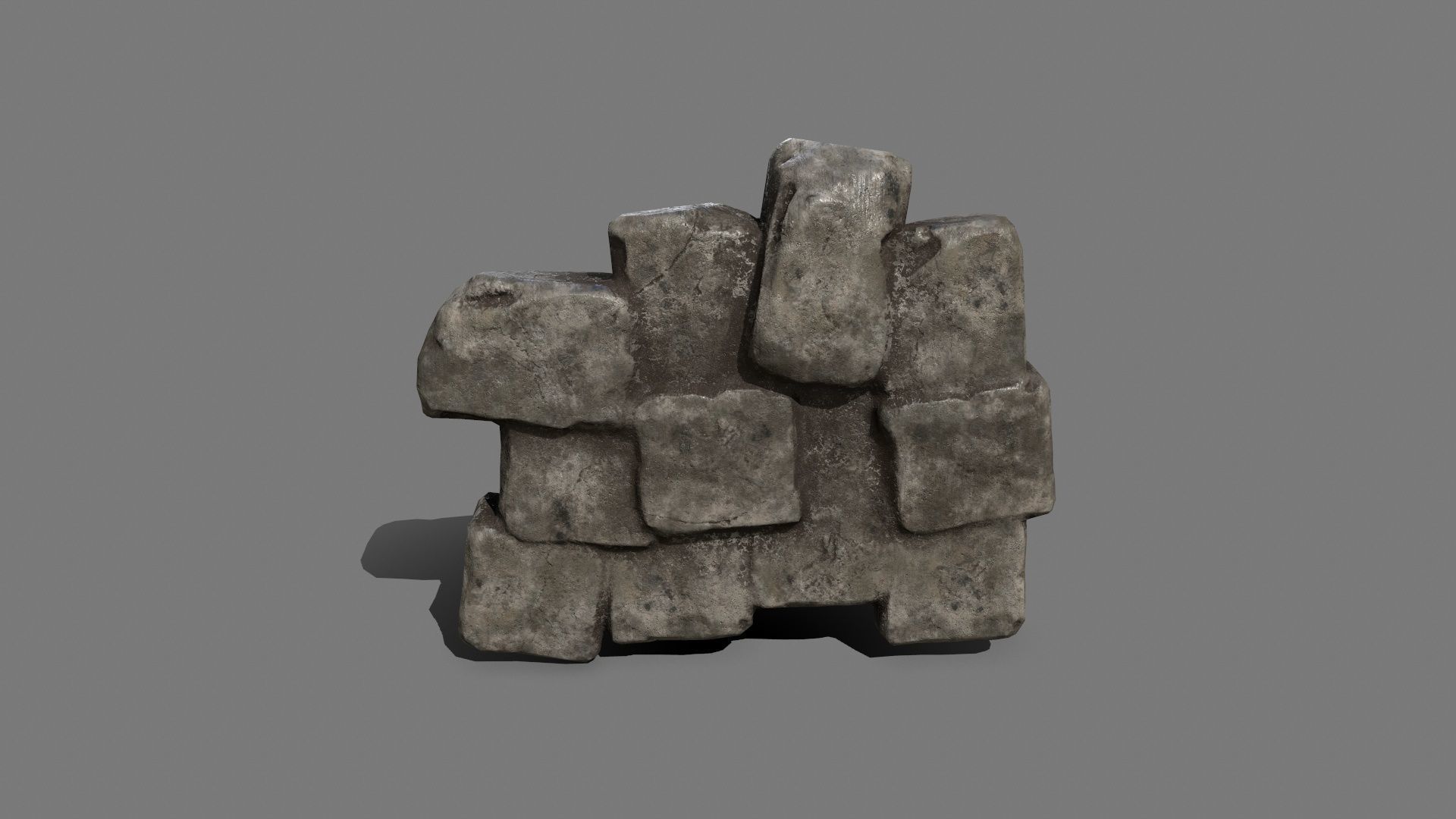 Stone Set block Low-poly 3D model_2