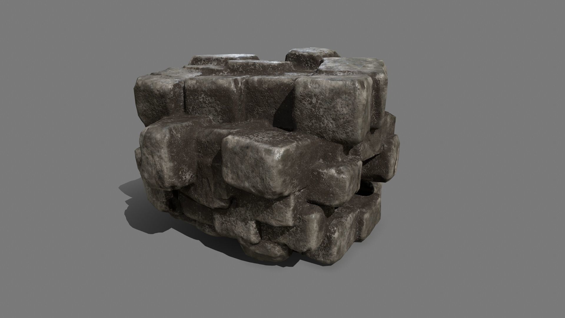 Stone Set block Low-poly 3D model_10