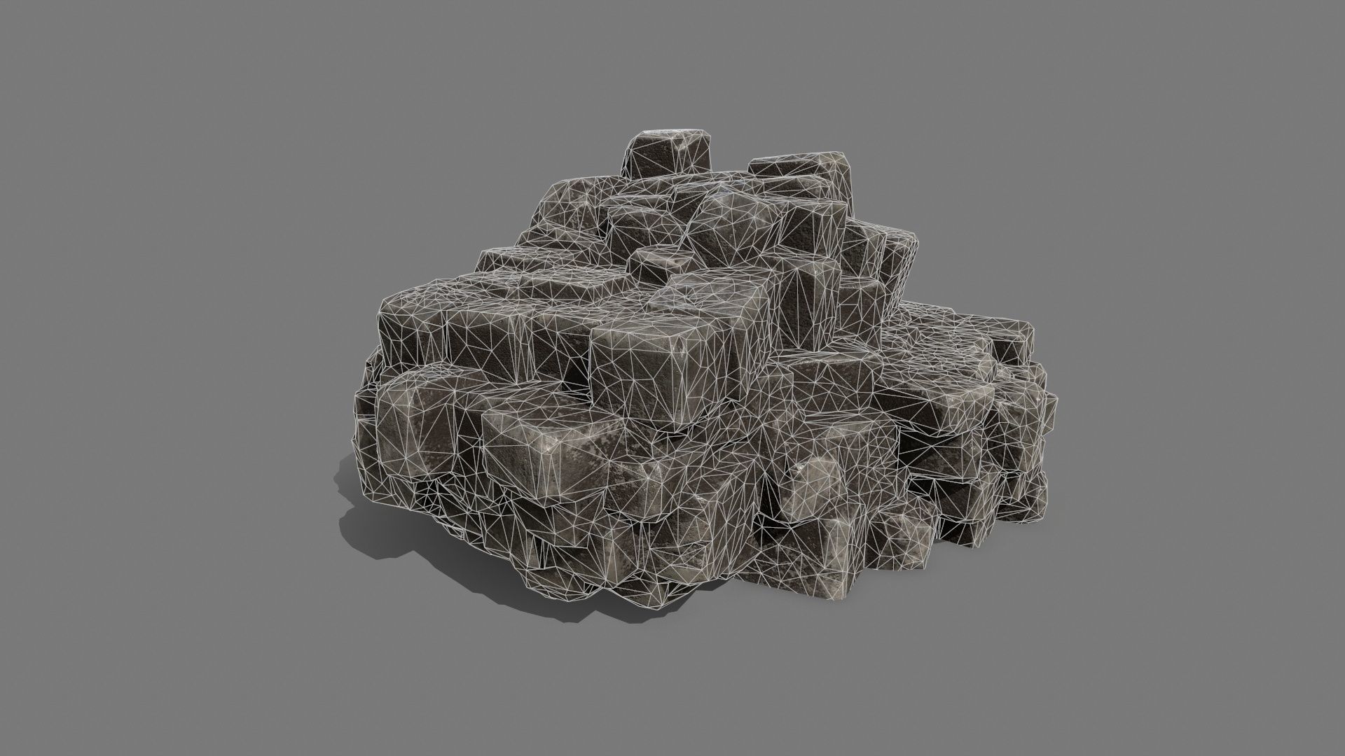 Stone Set block Low-poly 3D model_18