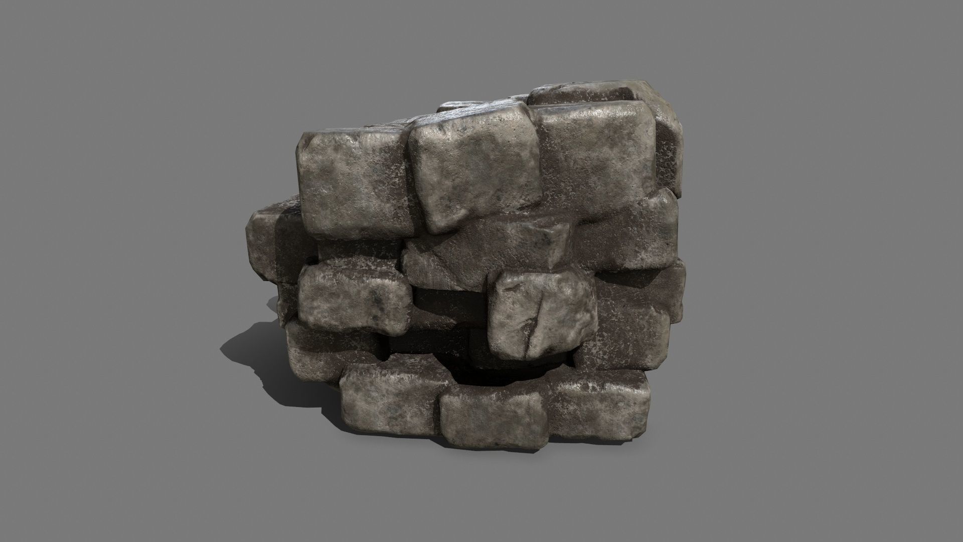 Stone Set block Low-poly 3D model_9