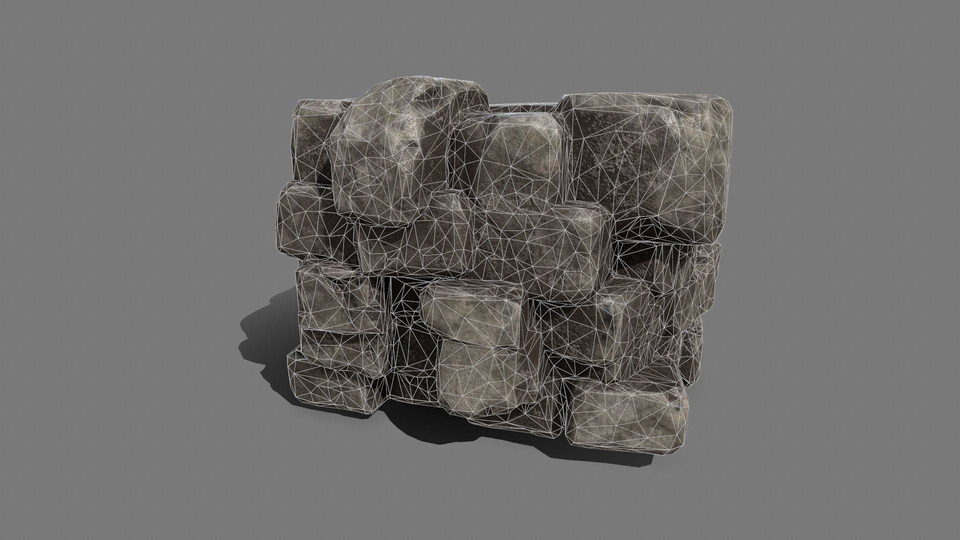Stone Set block Low-poly 3D model_13
