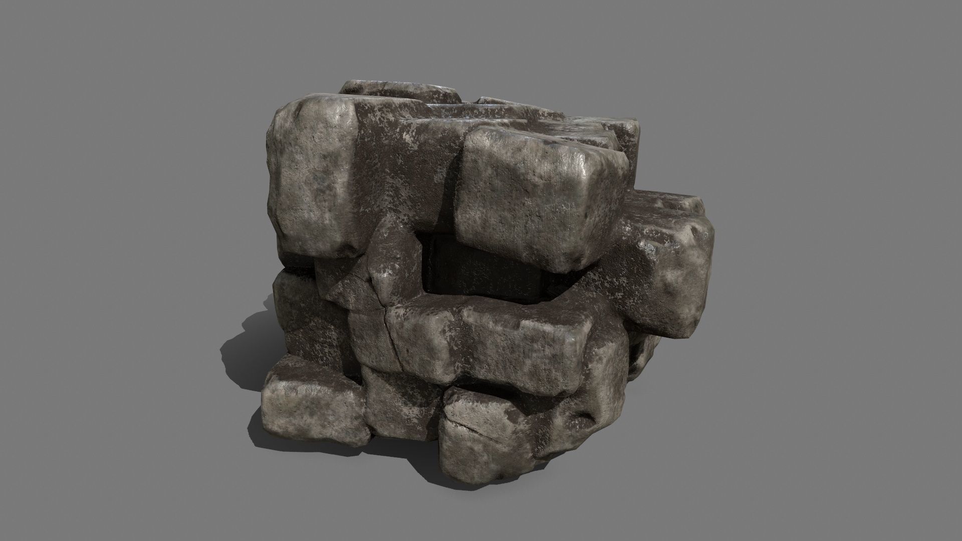 Stone Set block Low-poly 3D model_11