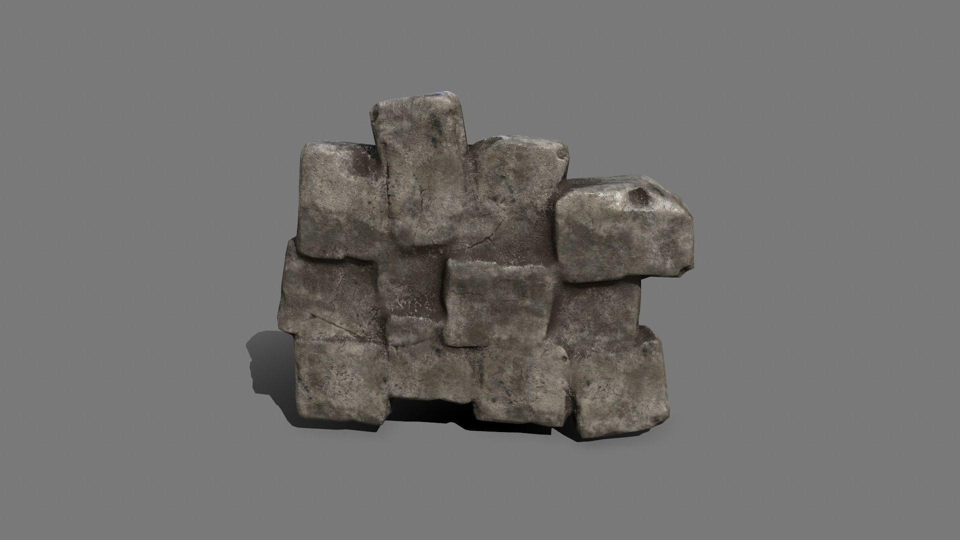 Stone Set block Low-poly 3D model_1