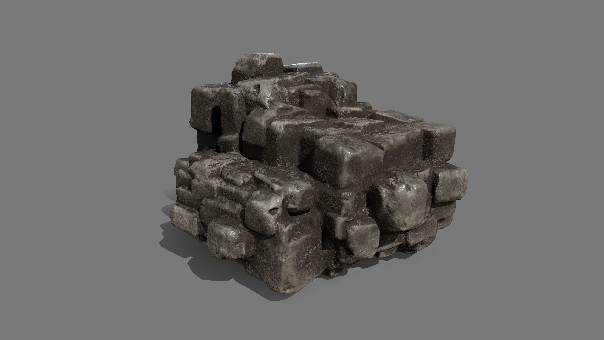Stone Set block Low-poly 3D model_14