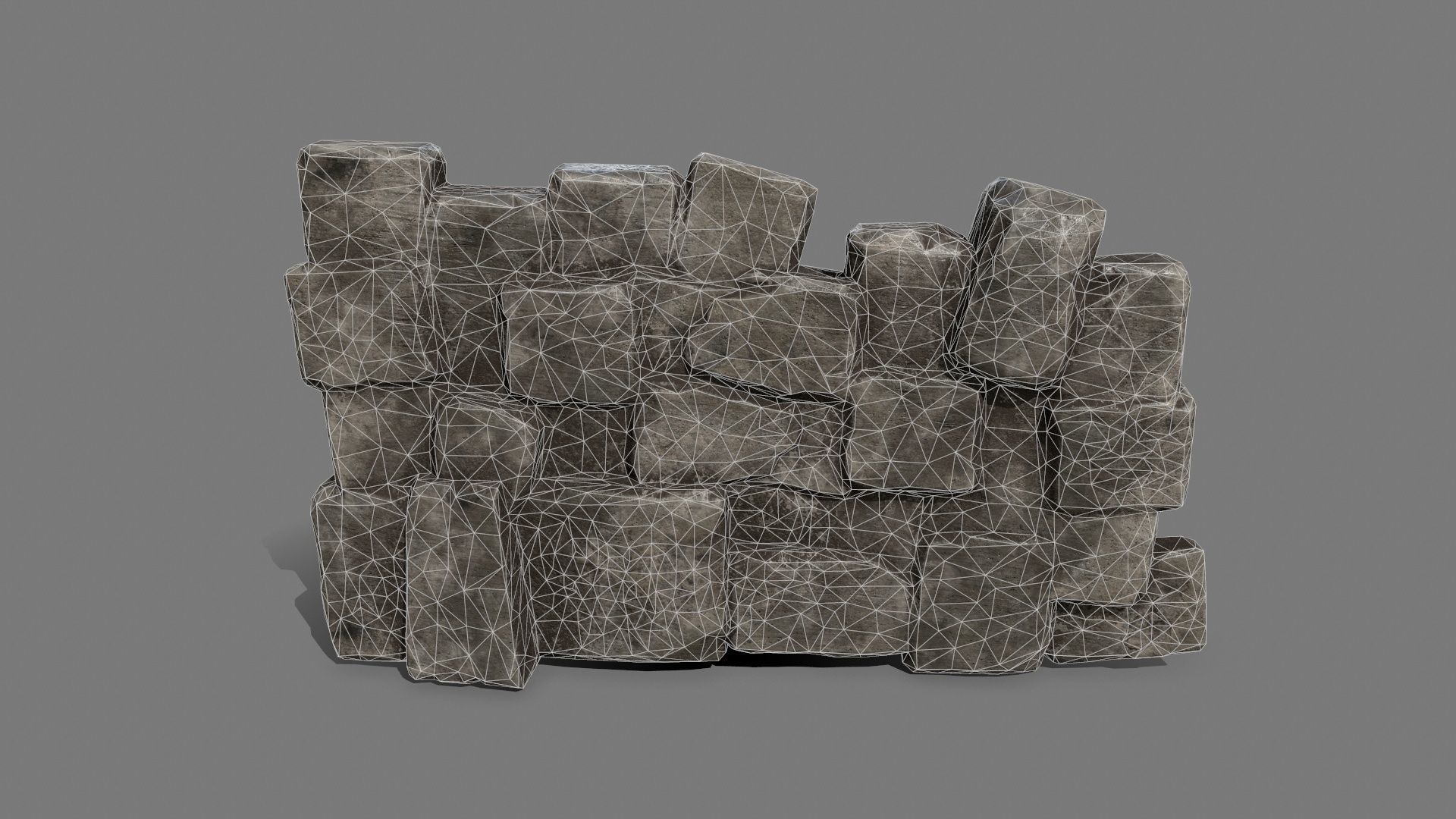 Stone Set block Low-poly 3D model_8