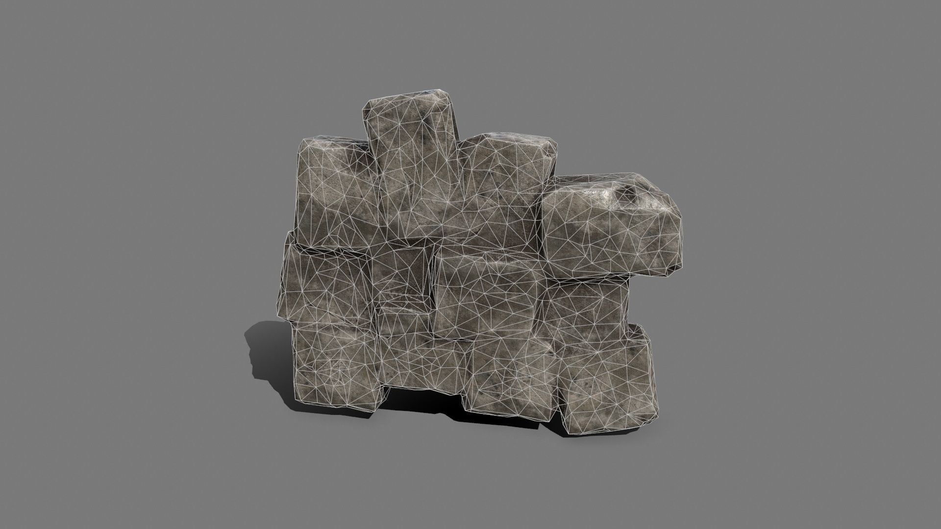 Stone Set block Low-poly 3D model_4