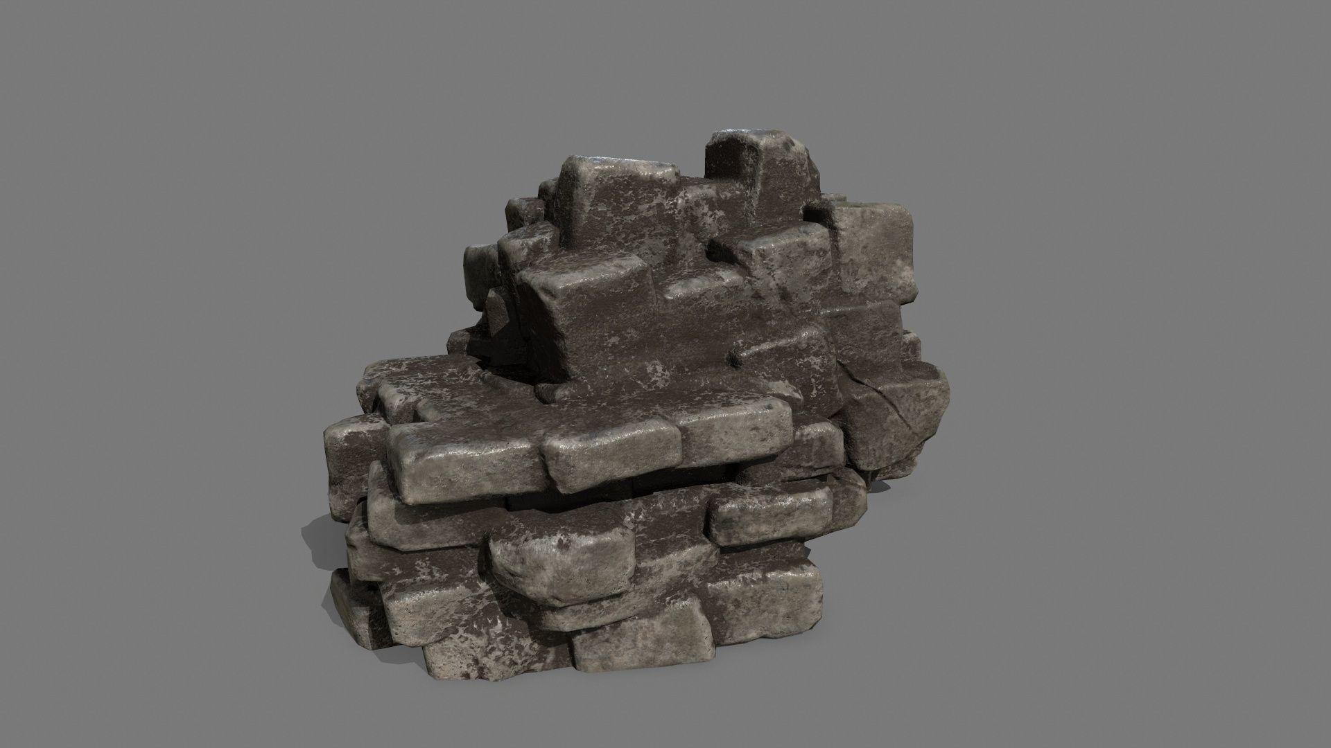 Stone Set block Low-poly 3D model_16