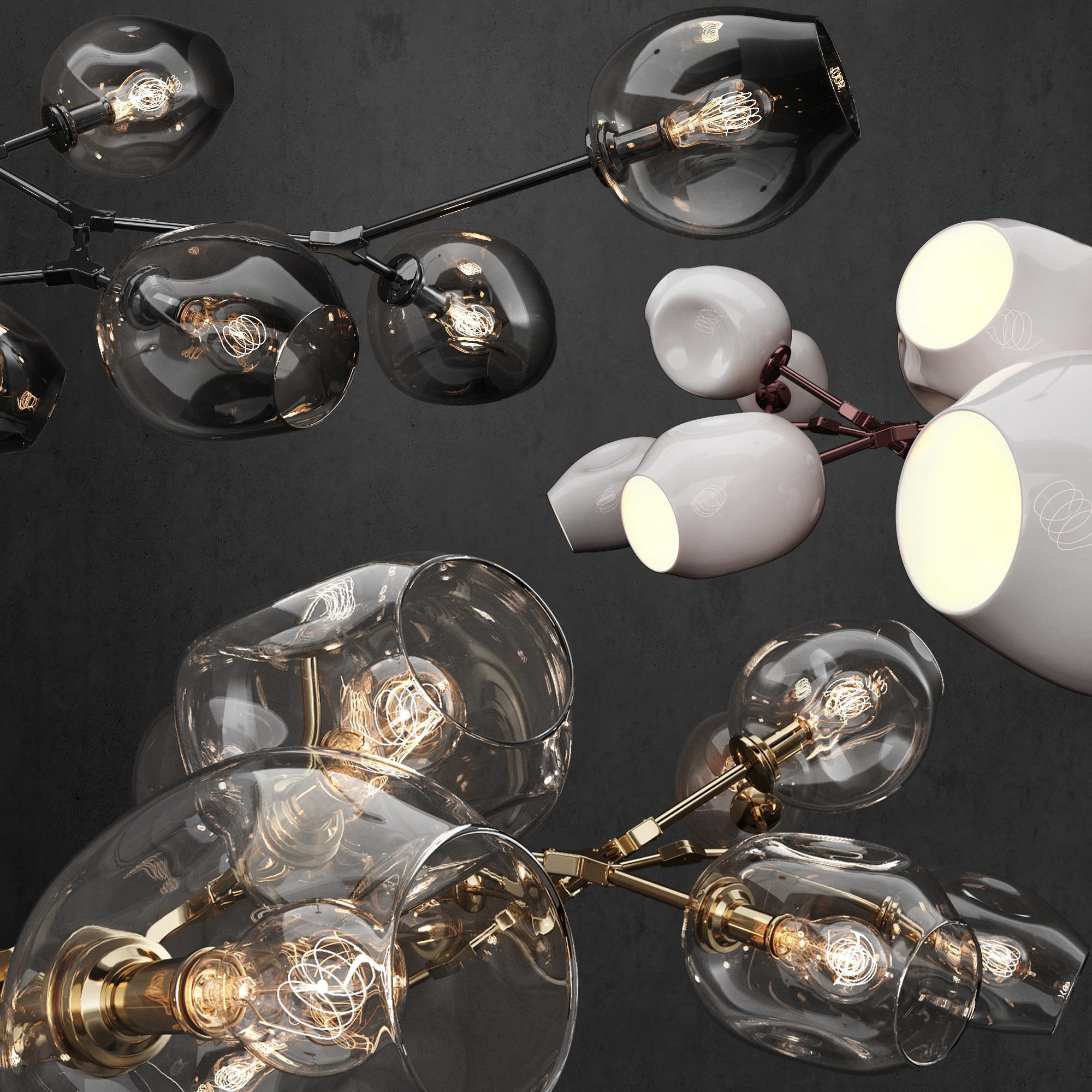 Collection Branching bubble 13 lamps 3D model_1