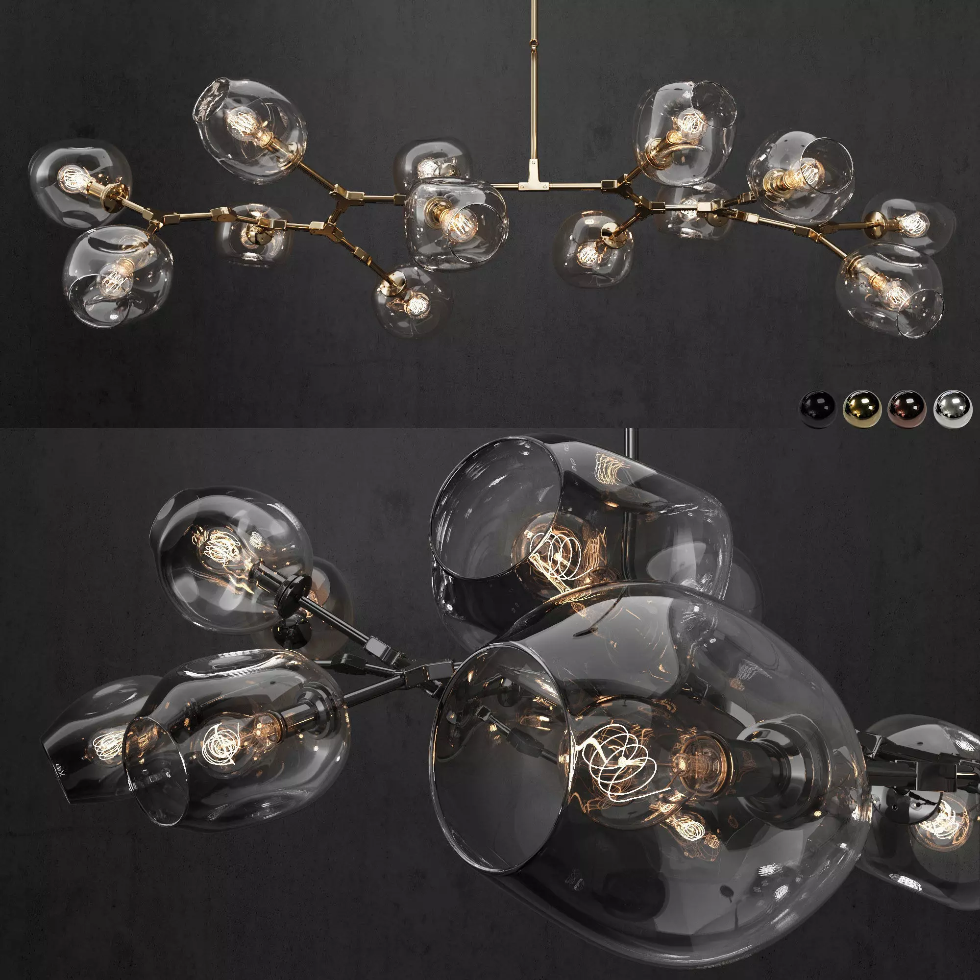 Collection Branching bubble 13 lamps 3D model_0
