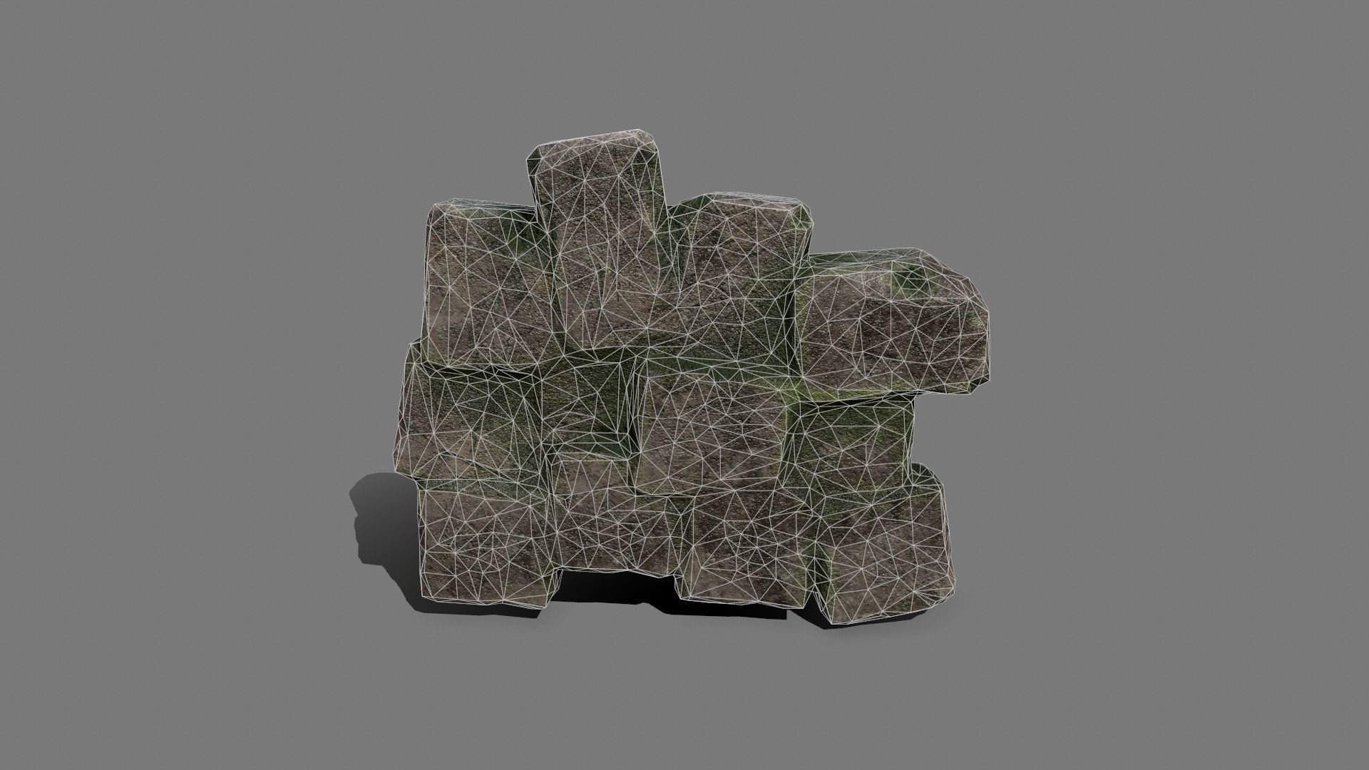 Stone Set rock Low-poly 3D model_4