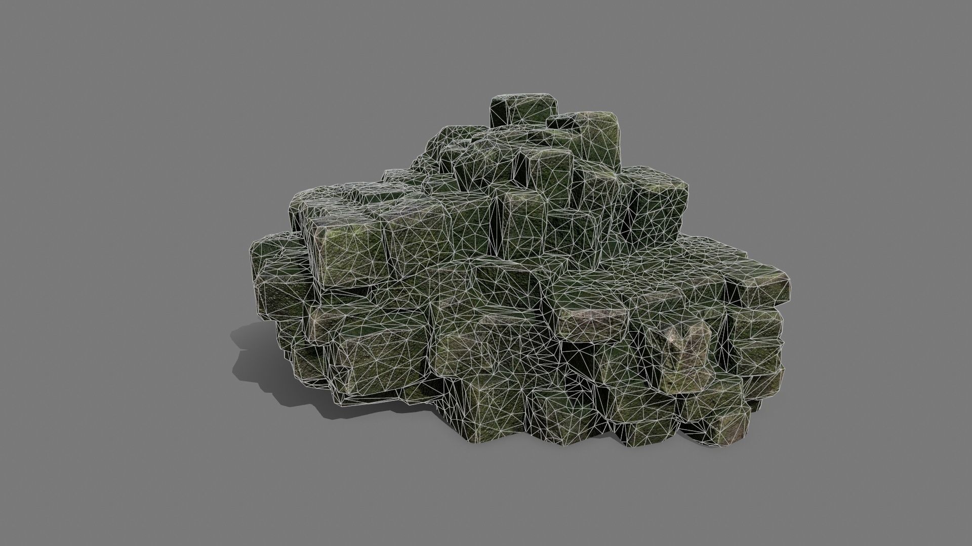 Stone Set rock Low-poly 3D model_16