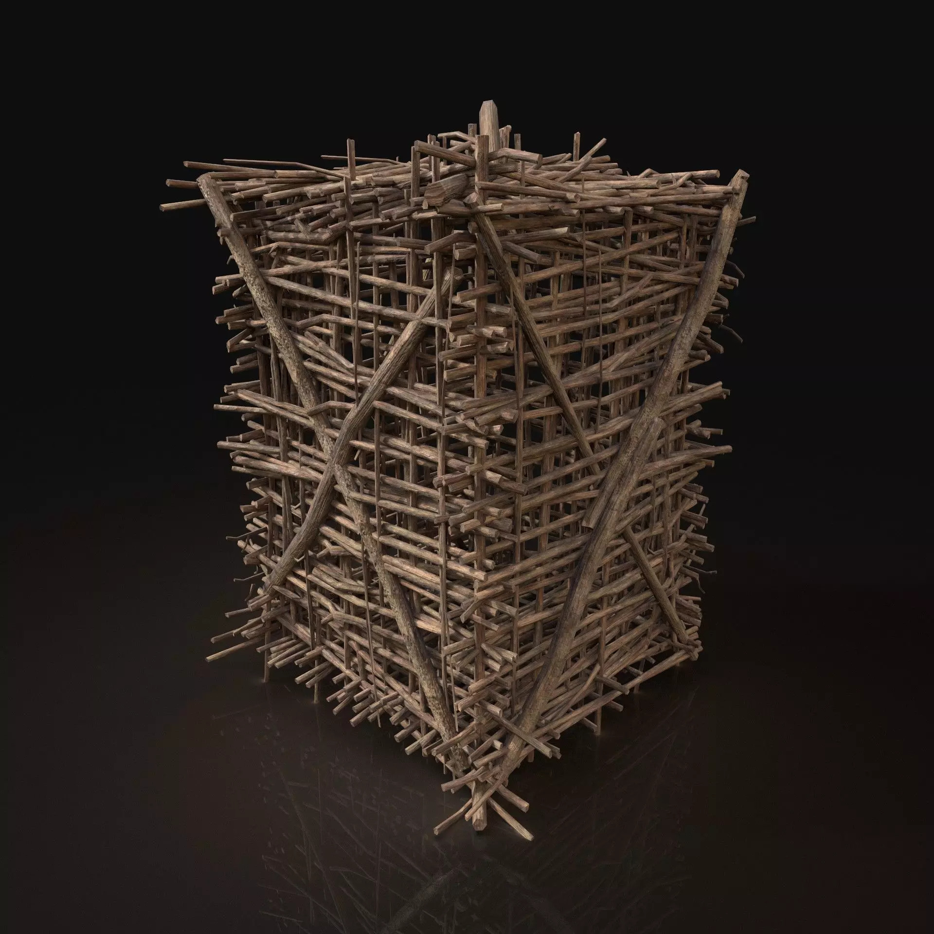 Next Gen AAA Animal Cage made of sticks Low-poly 3D model