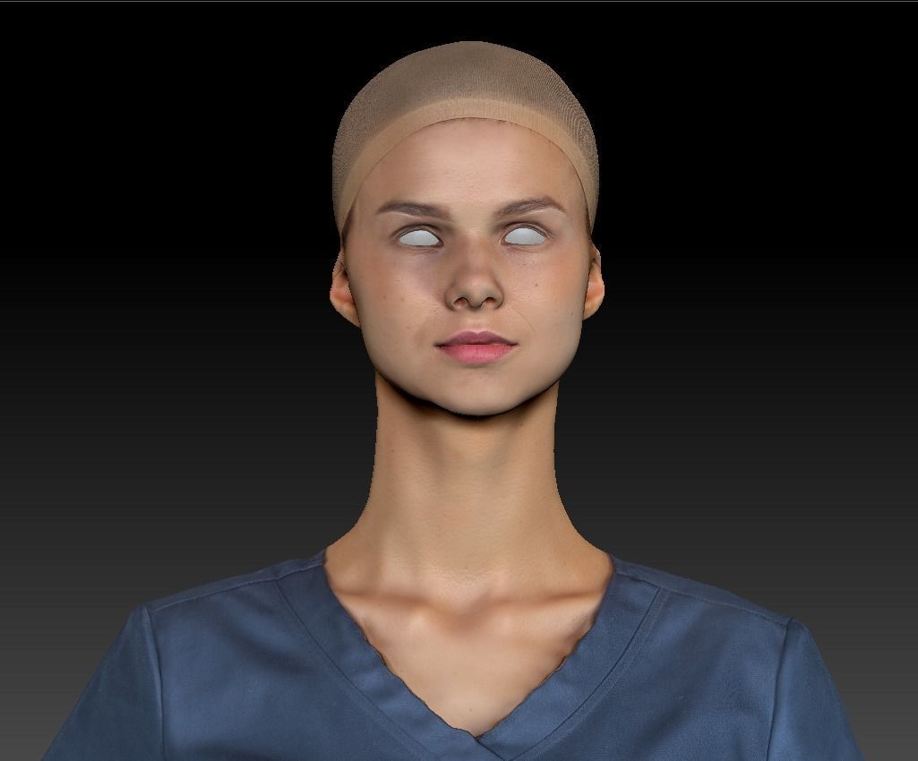Surgical nurse  in A-pose ready for rigging 121 Low-poly 3D model_6