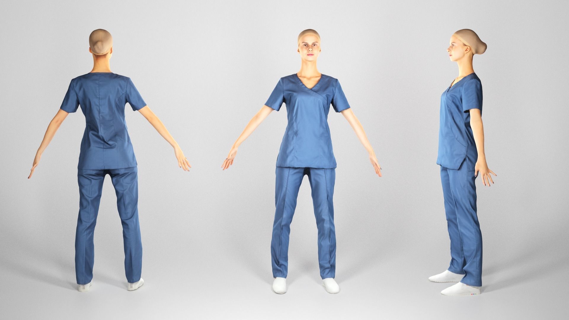 Surgical nurse  in A-pose ready for rigging 121 Low-poly 3D model_2