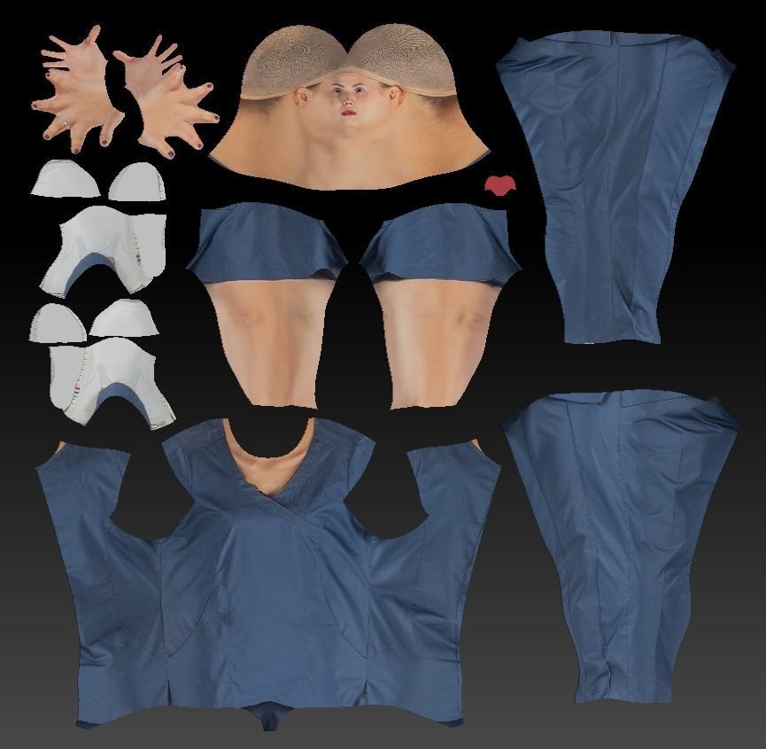 Surgical nurse  in A-pose ready for rigging 121 Low-poly 3D model_7