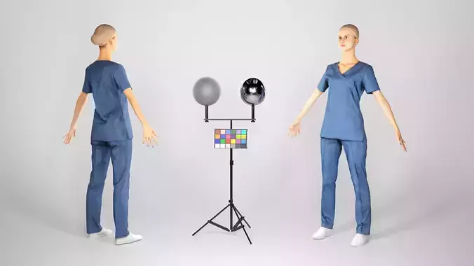 Surgical nurse  in A-pose ready for rigging 121