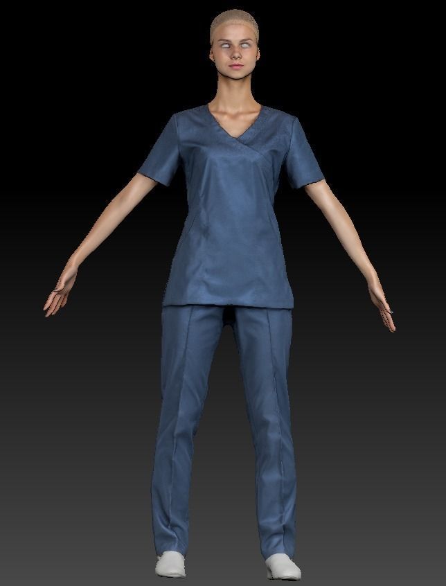 Surgical nurse  in A-pose ready for rigging 121 Low-poly 3D model_5