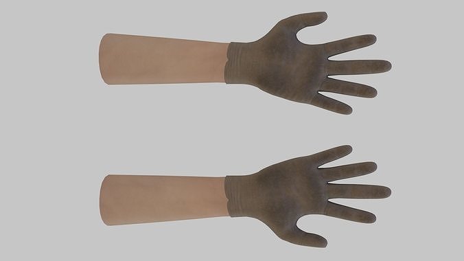 Rigged Gloved Hands With PBR Materials Low-poly 3D model