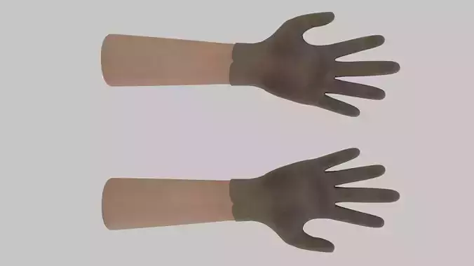 Rigged Gloved Hands With PBR Materials Low-poly 3D model