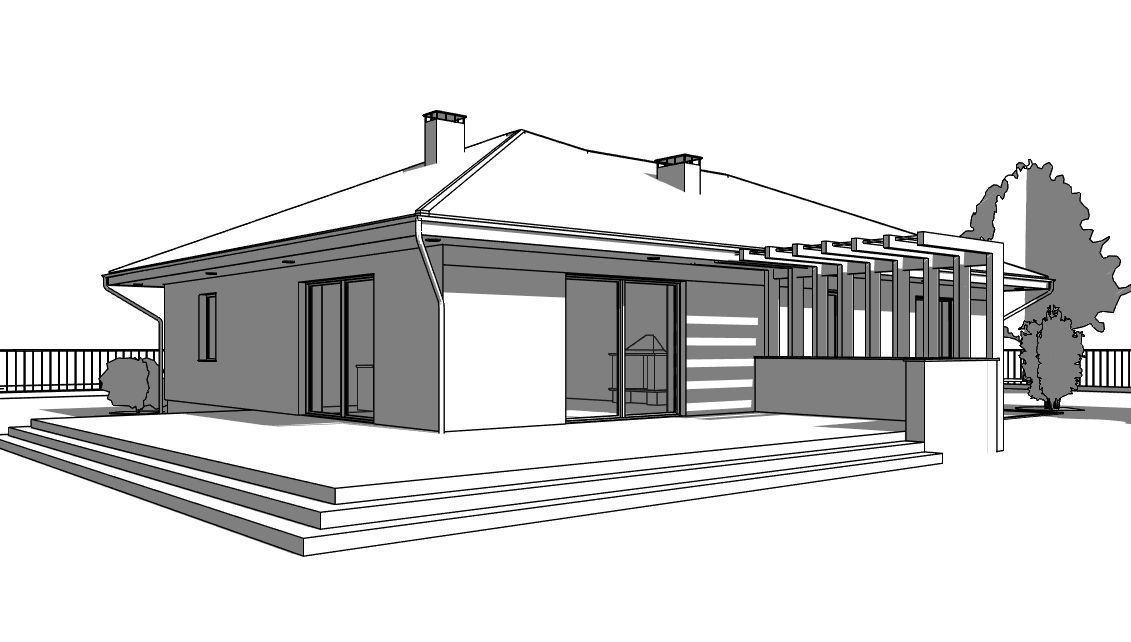 Single storey residental house 3D model_11