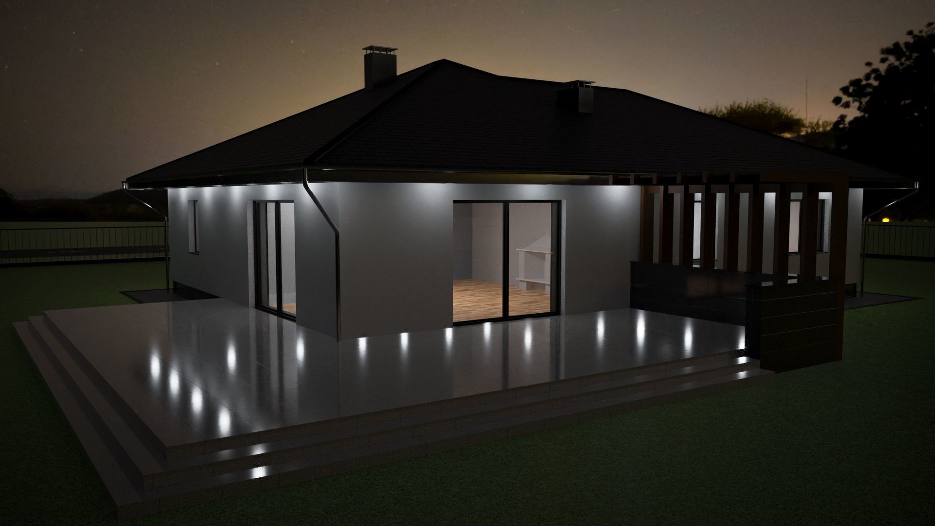 Single storey residental house 3D model_4