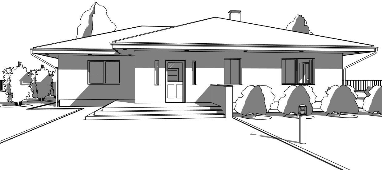Single storey residental house 3D model_12