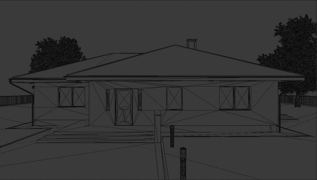 Single storey residental house 3D model_10