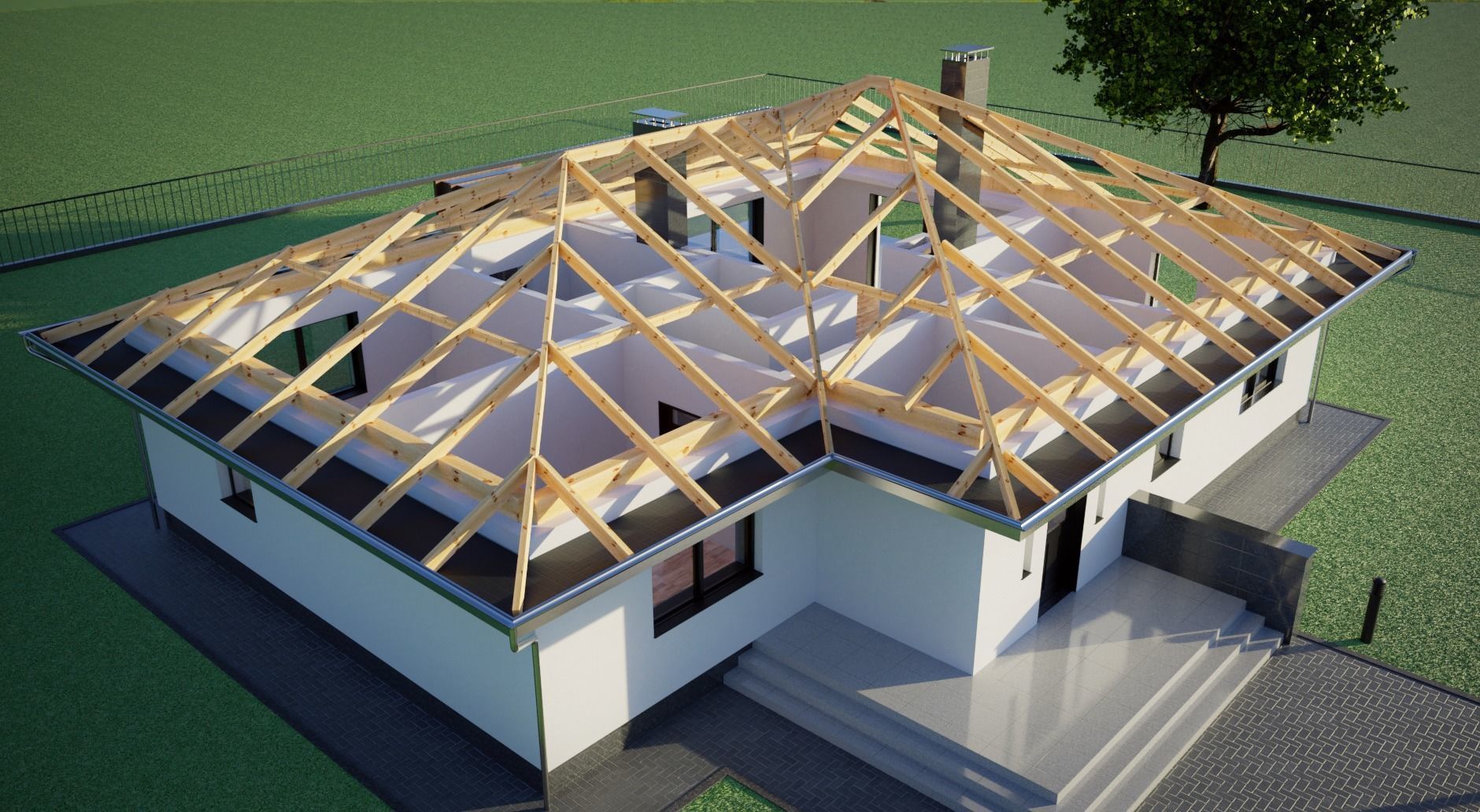 Single storey residental house 3D model_5