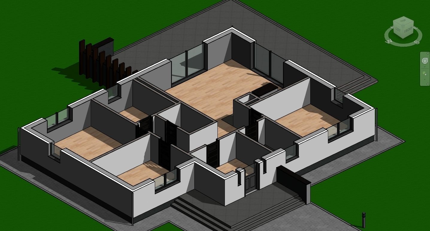 Single storey residental house 3D model_14