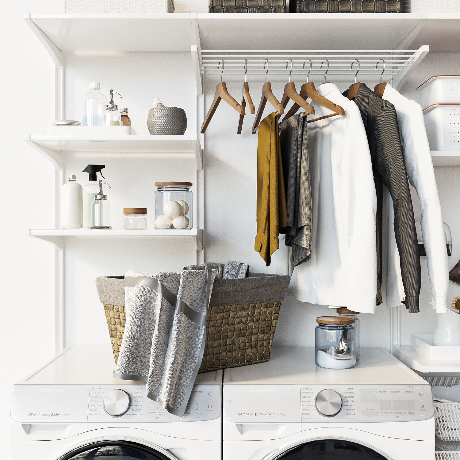 wall module Algot 13 washing machine Laundry set 3D model_1